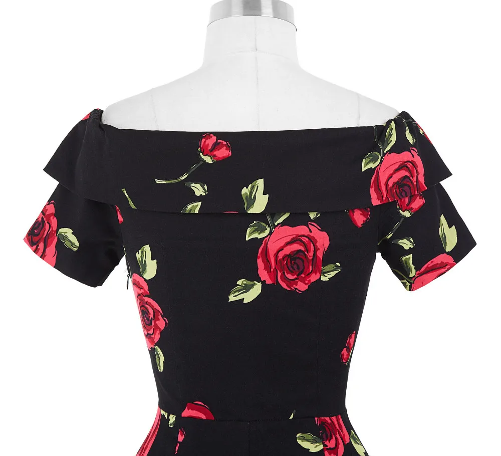 Off Shoulder Floral Swing Bodycon Dress