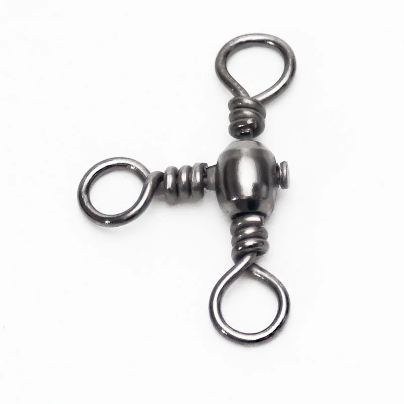 50pcs/lot 3 Way Fishing swivels bass Barrel Swivels Cross Line carp