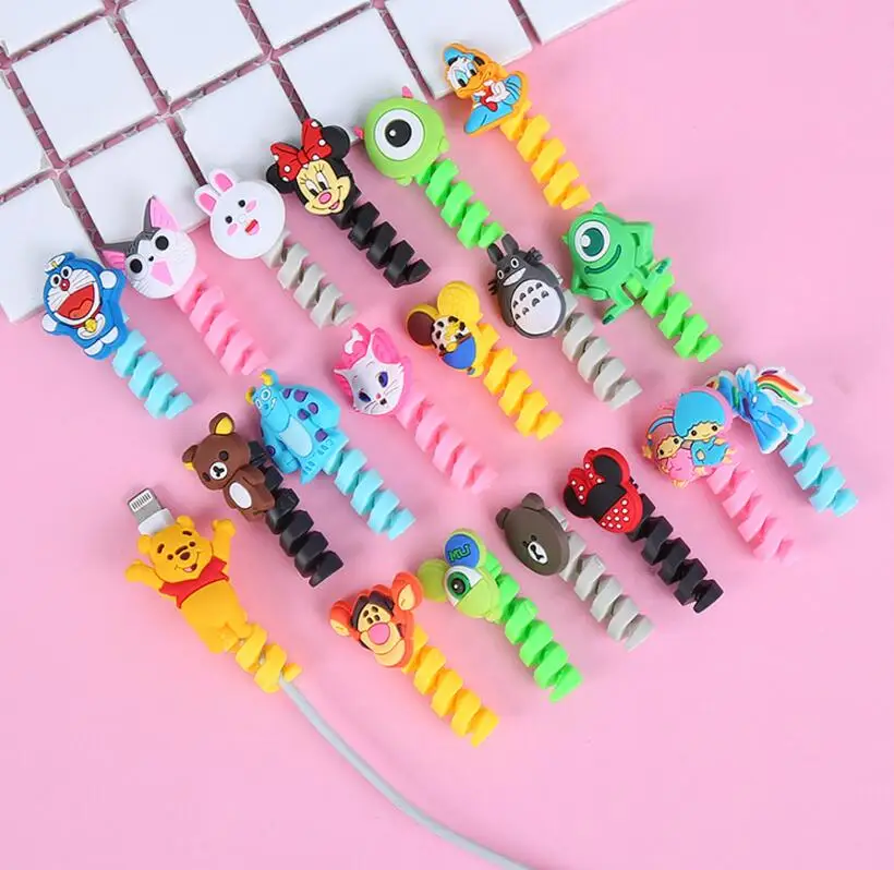 12pcs/6 pairs Universal Cartoon USB Charger Cable Winder Earphone Cable Cord Protector Cable Bite For iPhone Samsung Cell Phone