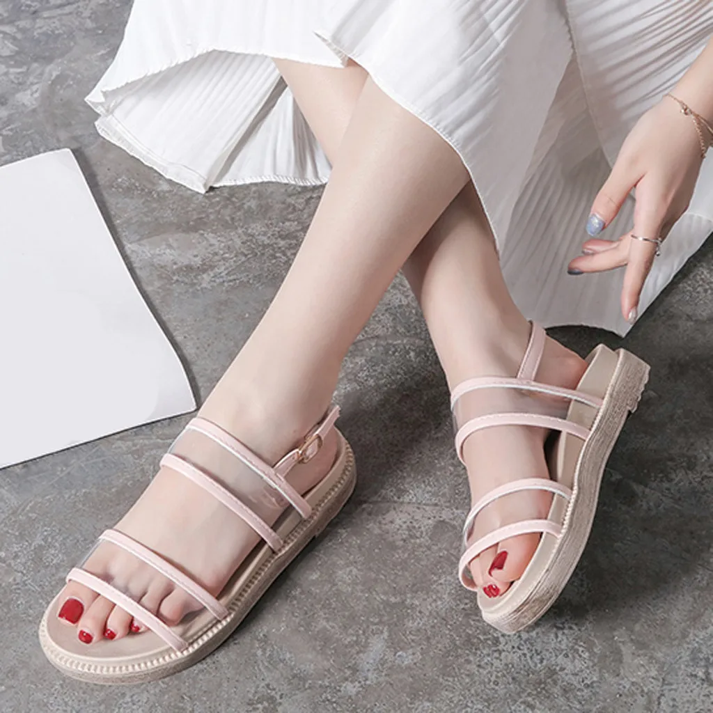 

Women's Flat Open Toe Roman Women's Shoes Non-Slip Ladies Sandals Plus Size Casual Peep Head Women Sandals Platform Please let