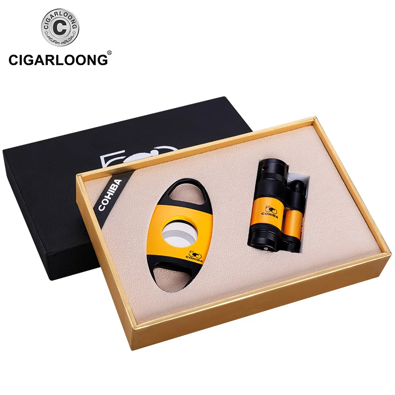 

CIGARLOONG Cigar Ashtray Sets Large capacity ashtray with portable cigar cutter and cigar lighter christmas Gift luxury HT-0321
