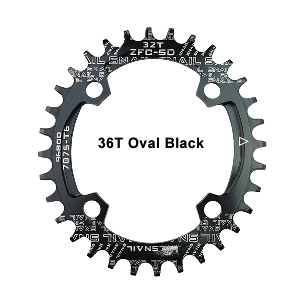 96BCD круглый Овальный улиточный цепной круг 32 T/34 T/36 T Велоспорт Сверхлегкий A7075-T6 велосипед Plate пластина MTB Chainwheel - Цвет: Oval 36T Black
