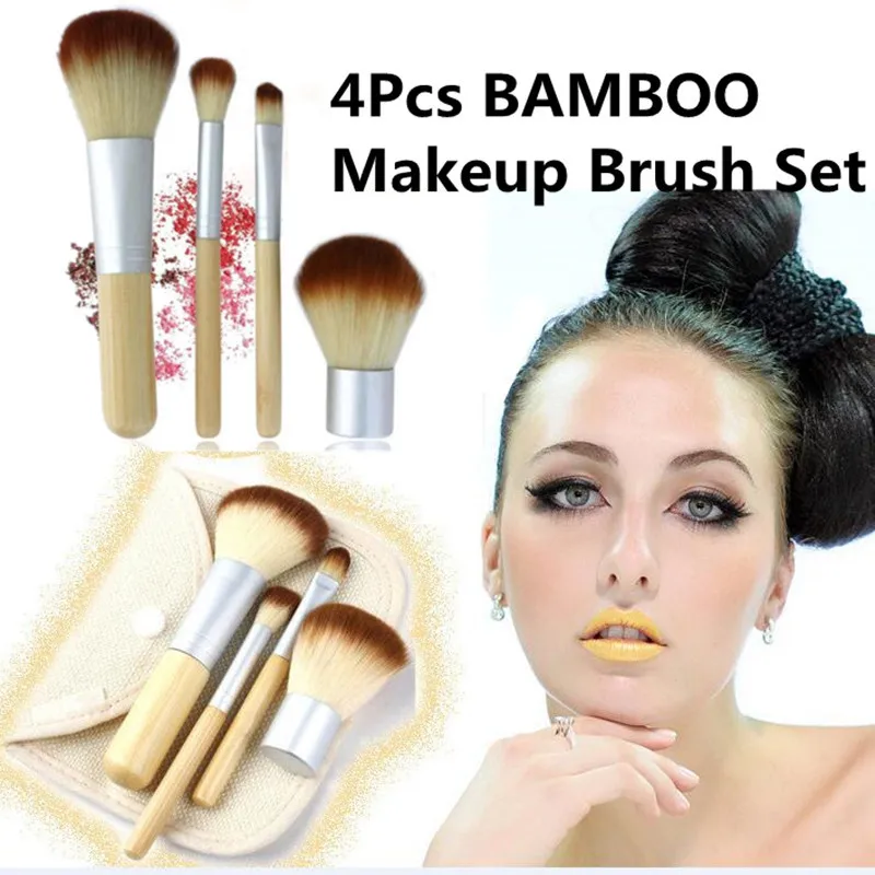 2017 4PCS Natural Bamboo Handle Makeup Brushes Set font b Maquiagem b font Cosmetics Kit Powder