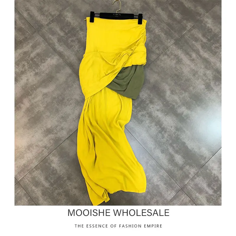 

2019 Summer New Color Matching Patchwork Designer Trend Skirt Female
