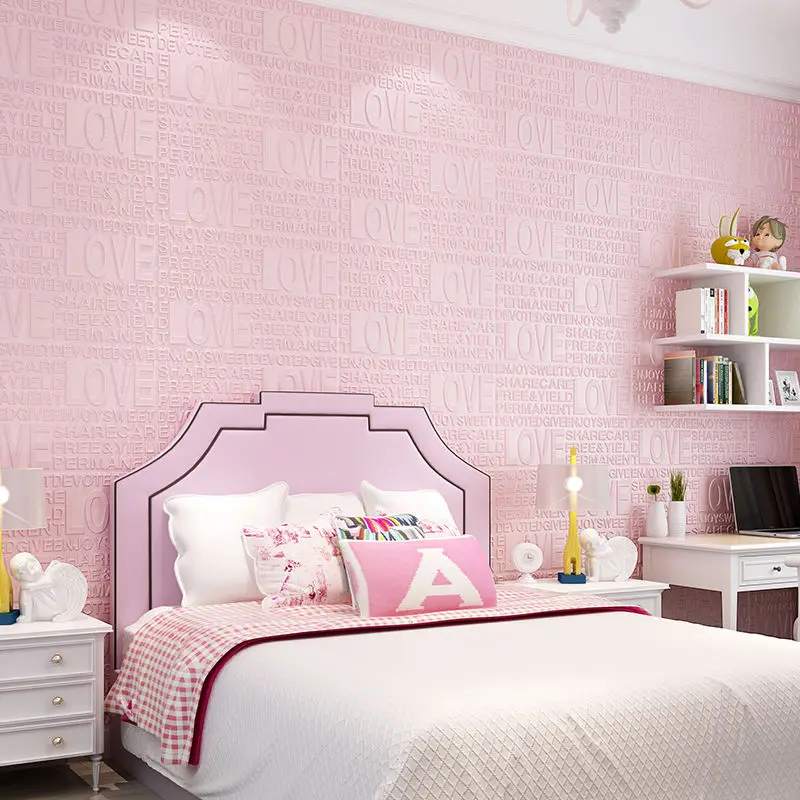 3D stereo wall stickers living room girl room decoration wallpaper self-adhesive foam warm letters bedroom net red wall 70*60cm