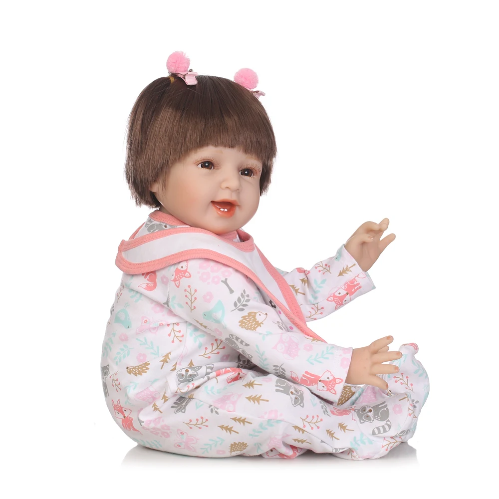 

22 inch 55cm NPK Doll Girl Realistic Silicone Reborn Baby Short Hair Doll Head Lifelike Newborn Baby Doll Clothes Birthday Gifts