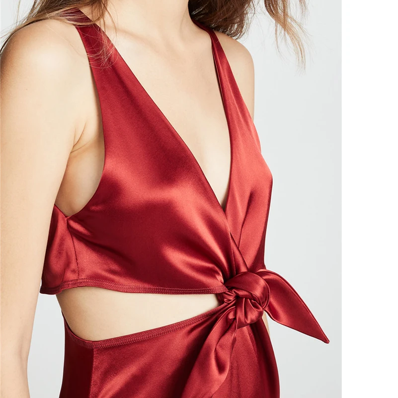 AEL узел укороченное платье без рукавов v-образным вырезом Спагетти Ремень Пляжный сарафан для отдыха длинное сексуальное платье Лето высокое качество