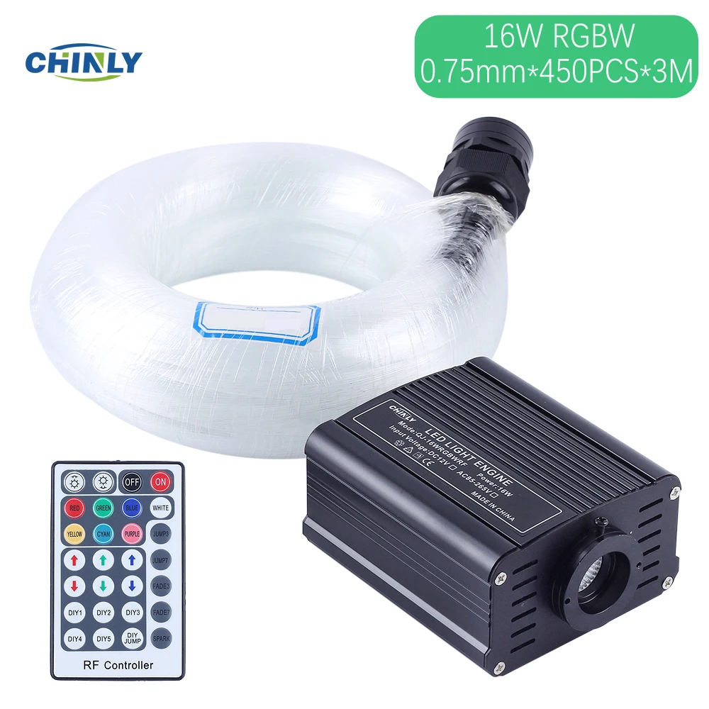 

450PCS 0.75mm 3m 9.8ft LED Fiber Optic Light Kit Star Sky Ceiling Light 16W RGBW LED Light for Optic Fiber Lighting