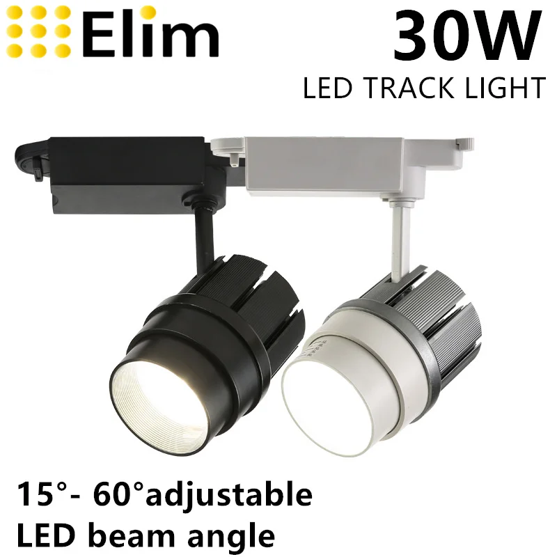 LED أضواء المسارات cob 30 w التكبير زاوية أجوستابل ضوء زاوية الملابس متجر ويندوز معرض أضواء السقف السكك الحديدية مصباح التوقف