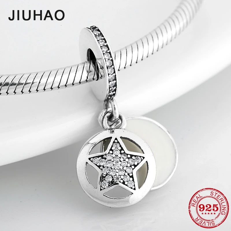 

Round shape 925 Sterling Silver Clear CZ Star fine Pendants beads Fit Original Pandora Charm Bracelet Jewelry making