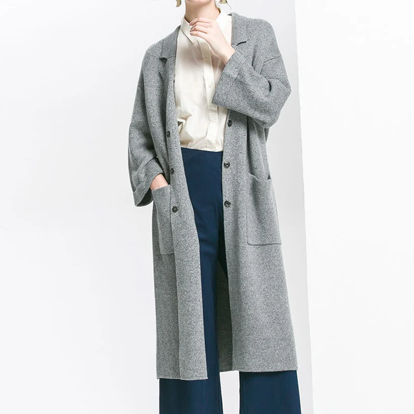 Best Price Ellacey New Autumn Winter Cardigan Women Sweater Long Sleeve Knitting Sweater Cotton Female Cardigan Loose Knitted Coats