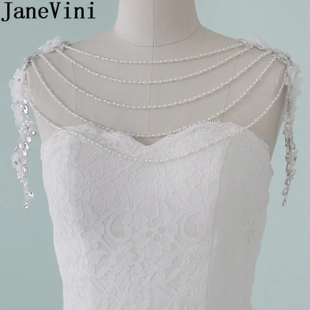 JaneVini свадебный кристалл со стразами ожерелье модное свадебное плечо цепь длинное ожерелье s невесты ручной работы Цветы на шнуровке обертывание