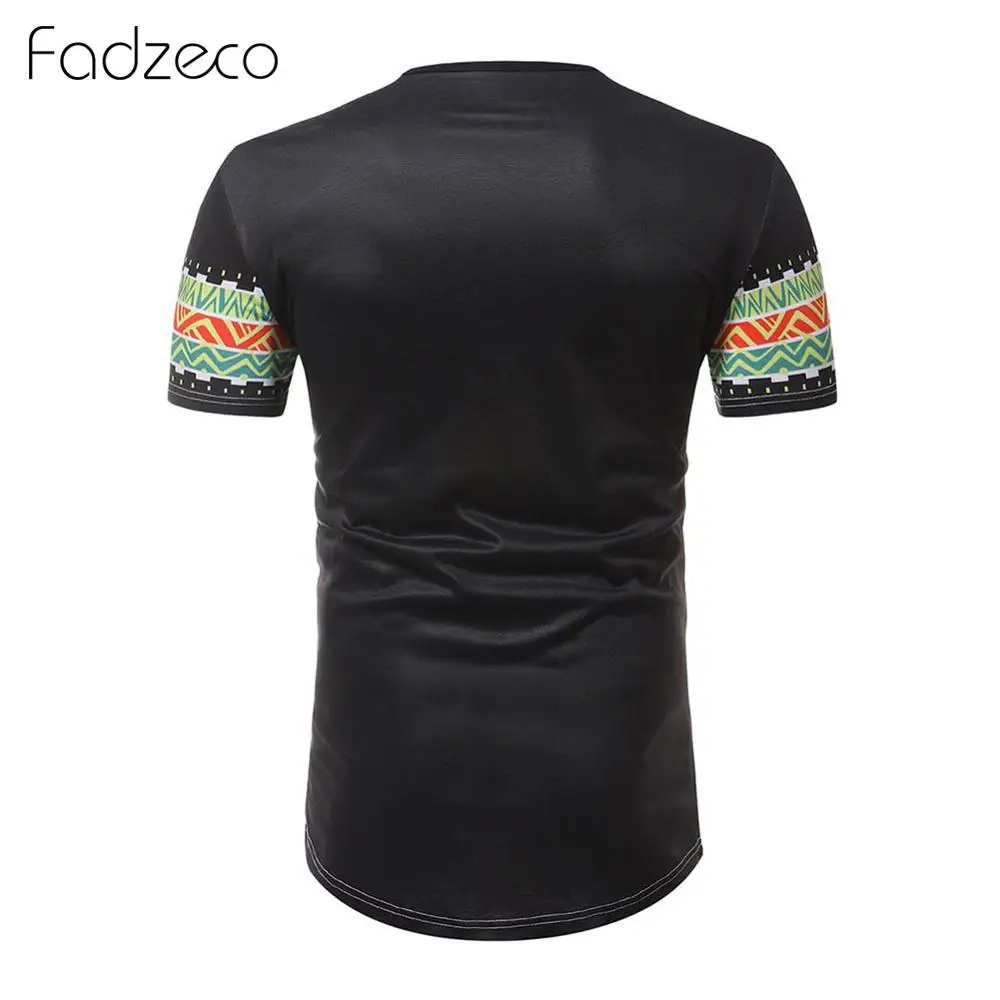 Fadzeco мужская летняя футболка с принтом в африканском стиле Дашики Crewneck коротким