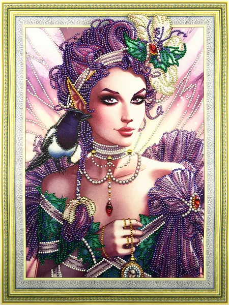 Алмазная живопись/Павлин девушка Специальный в форме бриллианта вышивки крестом/Алмазная вышивка - Цвет: special