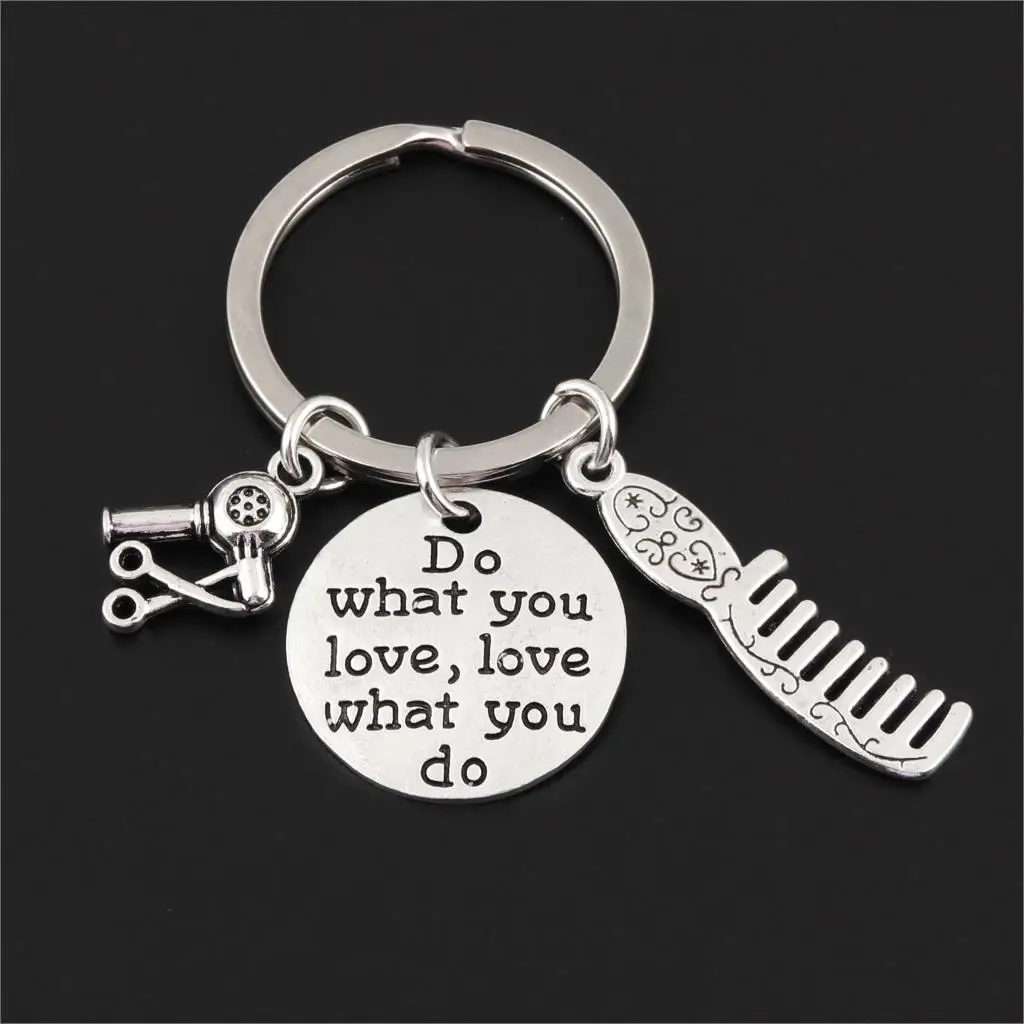 

1Pc Vintage Cute Comb Scissors Hair Dryer Keychain Hairdressers Pendant Keyring Women and Girl Gift Jewelry Accessories E2596