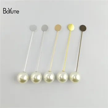 

BoYuTe (30 Pieces/Lot) 5 Colors 10MM 15MM Flat Brooch Base Settings Diy Pearl Brooch Pin Long Lapel Pin Jewelry Accessories