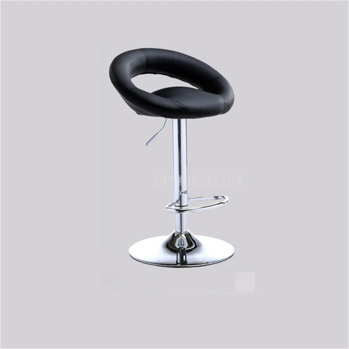 Подъемный поворотный барный стул на стойке вращающийся 60-80 см регулируемый по высоте барный стул из нержавеющей стали со спинкой из искусственной кожи - Цвет: Черный