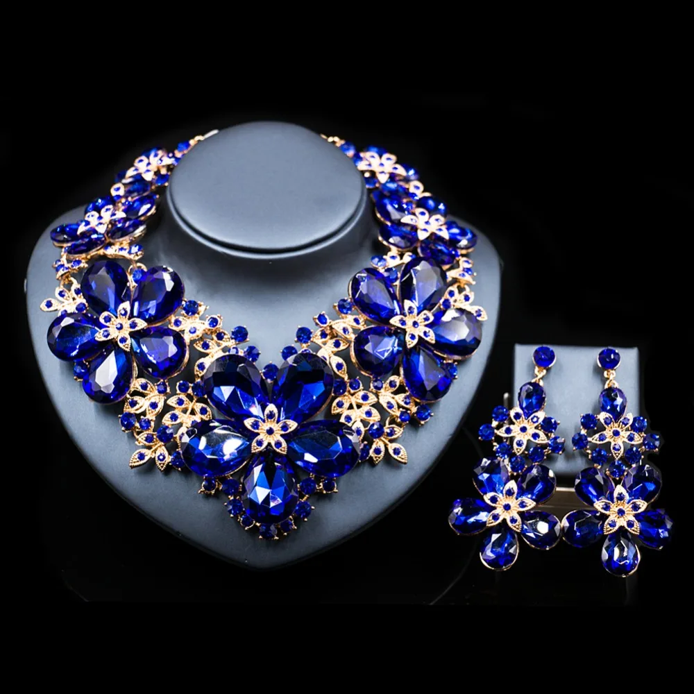 LAN PALACE parure bijoux femme wedding decoration jewelry set Austrian crystal necklace and earrings free shipping LAN PALACE parure bijoux femme wedding decoration jewelry set Austrian crystal necklace and earrings free shipping