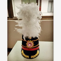 White feather top hat military hat school performance cap club hat carnival supplies drum team supplies royal solider hat