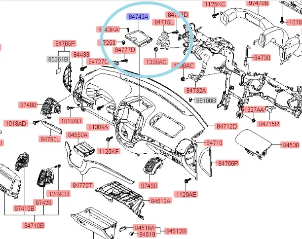 

847452B000HZ 84745 2B000HZ Centro bandeja Assembley para Instrument Panel Dash-Tray for hyundai 10-12 Santa Fe 84745 2B000HZ