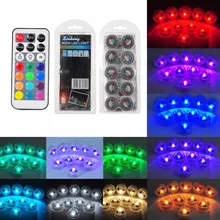 10Pcs RGB Led Light+2 Remote Control 13Colors LED Light for Shisha Hookah Bar Party Wedding Festival Decoration Narguile Light