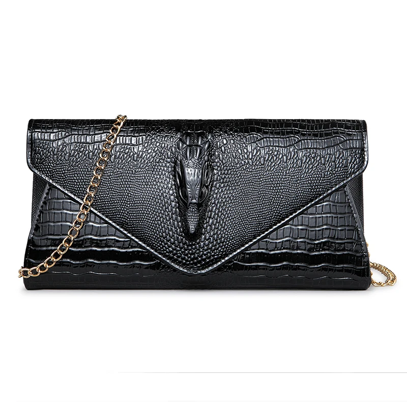

2018 New Crocodile Tattoo Hand Pack Wave Korean Version Female Bag Fashionable Slanting Small Bag Capacity Banquet Handbag