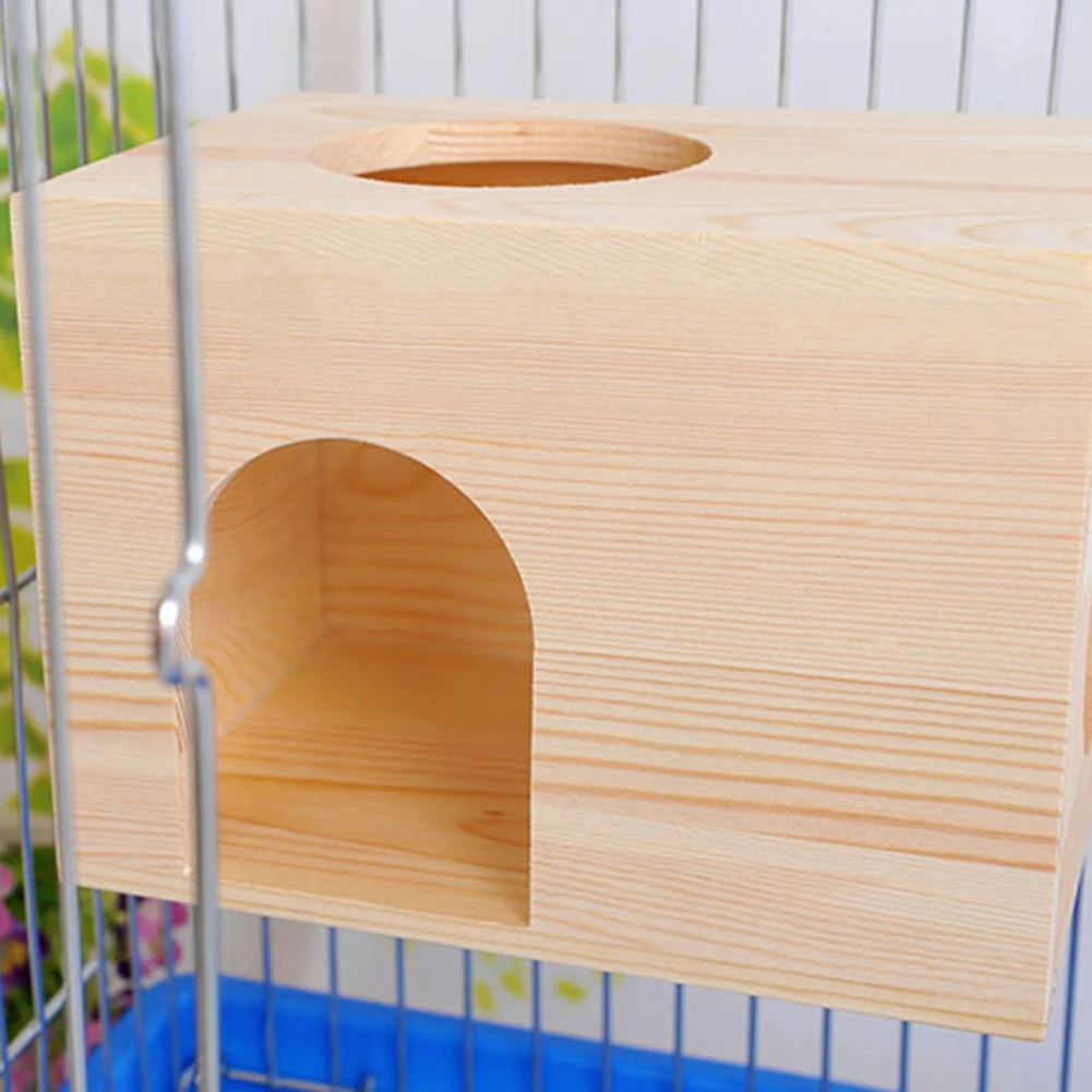 New Wood Pet Mouse Cabin Hamster Flat Top House Hideout Sleeping Cage Nest Play Toy