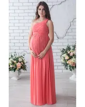Vestidos de noche para las mujeres embarazadas de un hombro rojo vestido de noche largo de gasa de las mujeres vestido vestido preto