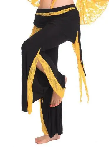 Племенной танец живота тренировочные брюки для женщин танец живота Кружевной Костюм брюки 9 цветов - Цвет: Yellow