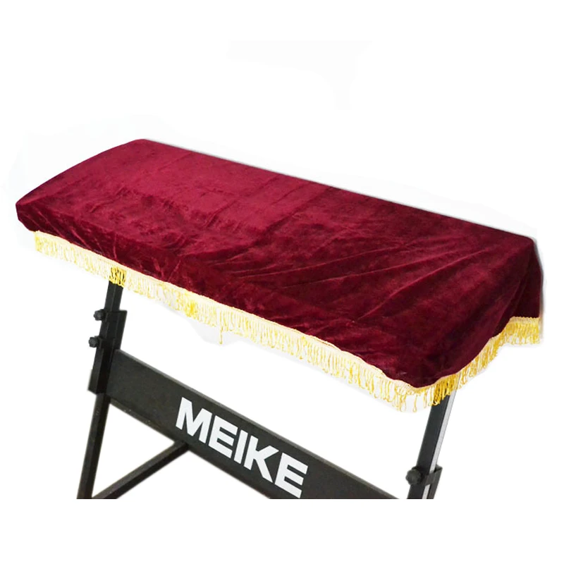 Keyboard Dust Cover Pleuche Tassel Storage Bag For 61 Key Piano Burgundy Purple (2)