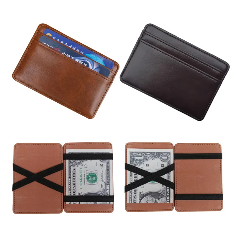 2019 New arrival High quality leather magic wallets Fashion men money clips card purse cash holder 2 colors
