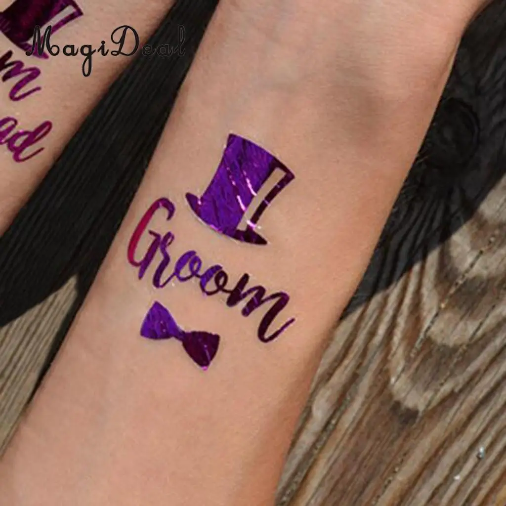 MagiDeal 10Pcs/Lot Purple Team Bride Tribe Temporary Tattoos Wedding Sticker Hens Night Party Decoration Hands Sticker