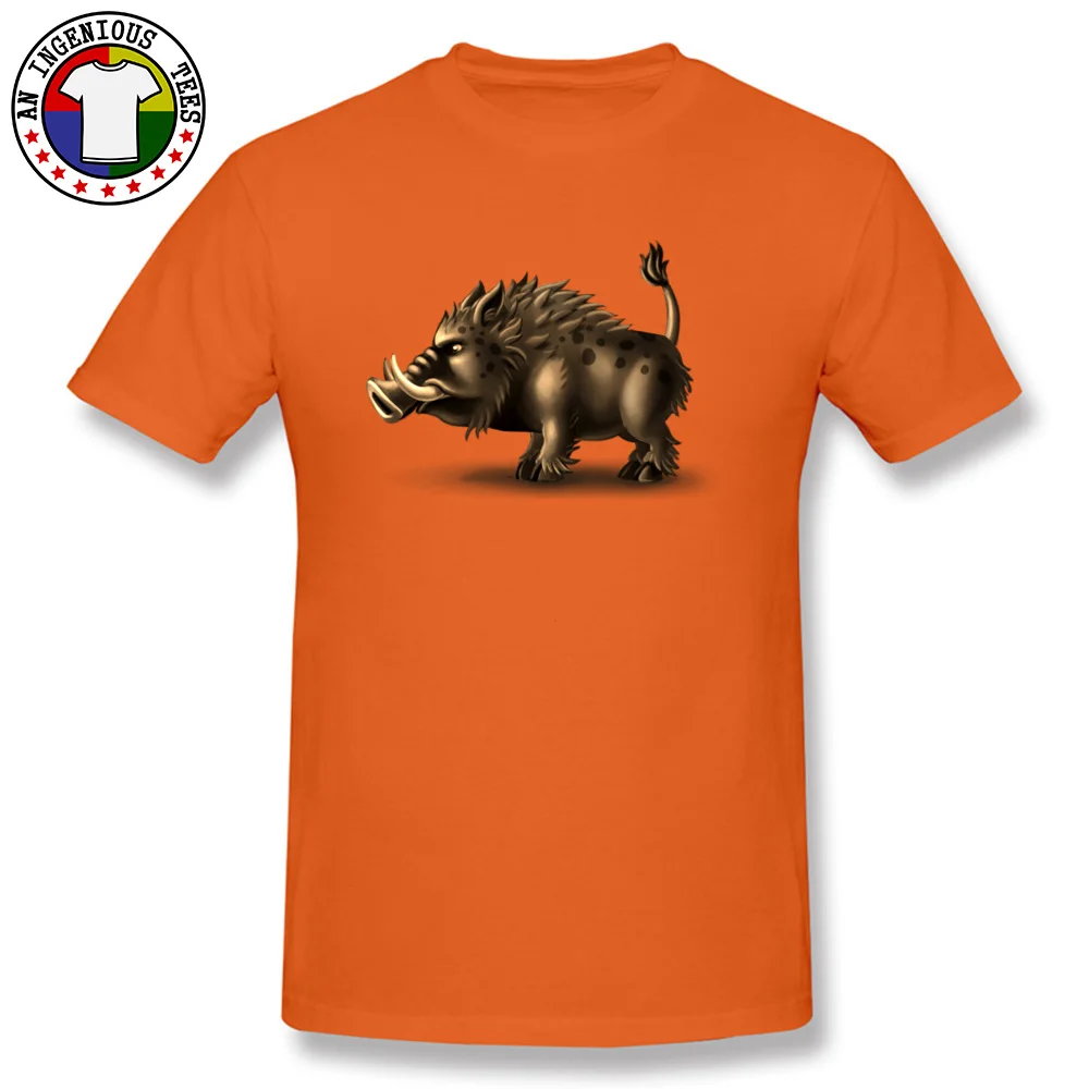 Cotton Fabric Mens Short Sleeve Animal Boar T-shirts Print Tops Shirts On Sale Normal Crewneck Tee Shirt Top Quality Animal Boar orange