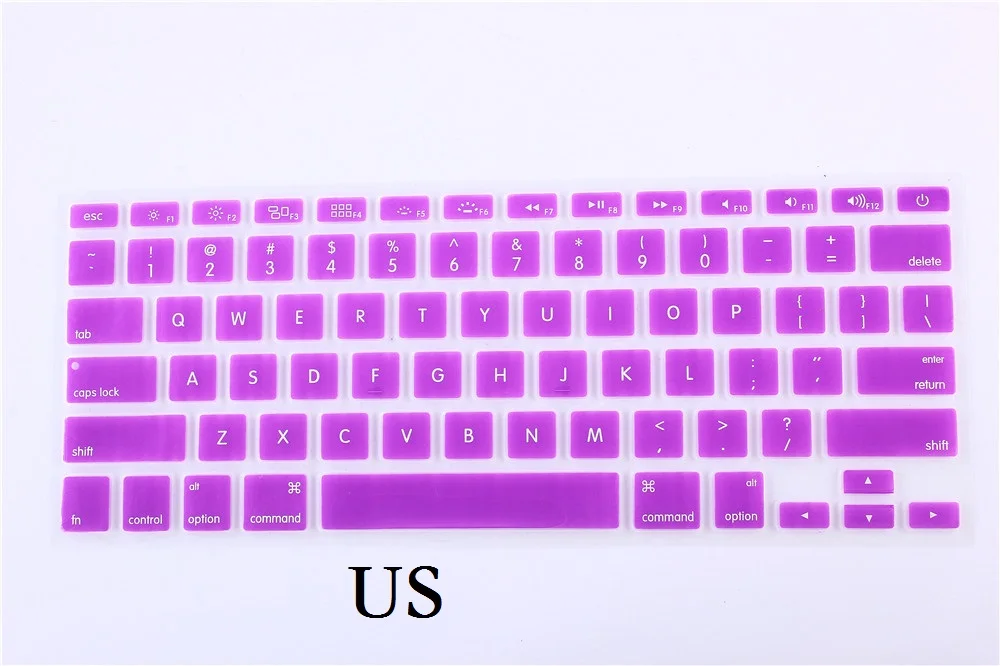 ЕС США для Macbook Pro 13 15 клавиатура с ретиной крышкой A1502 A1398 английская буква Обложка для Macbook retina 13 15 клавиатура пленка кожа - Цвет: US purple