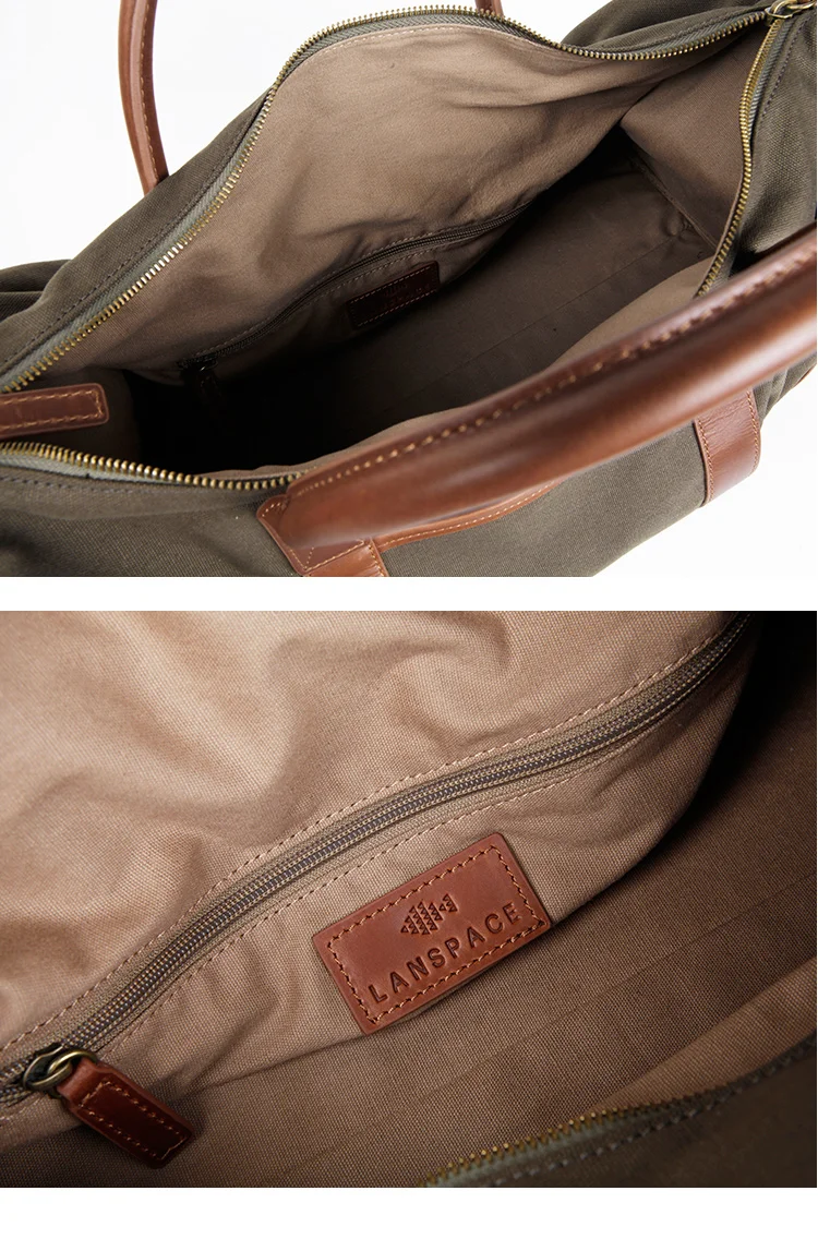 LANSPACE Мужская Холщовая Сумка кожаная модная дорожная сумка брендовый багаж