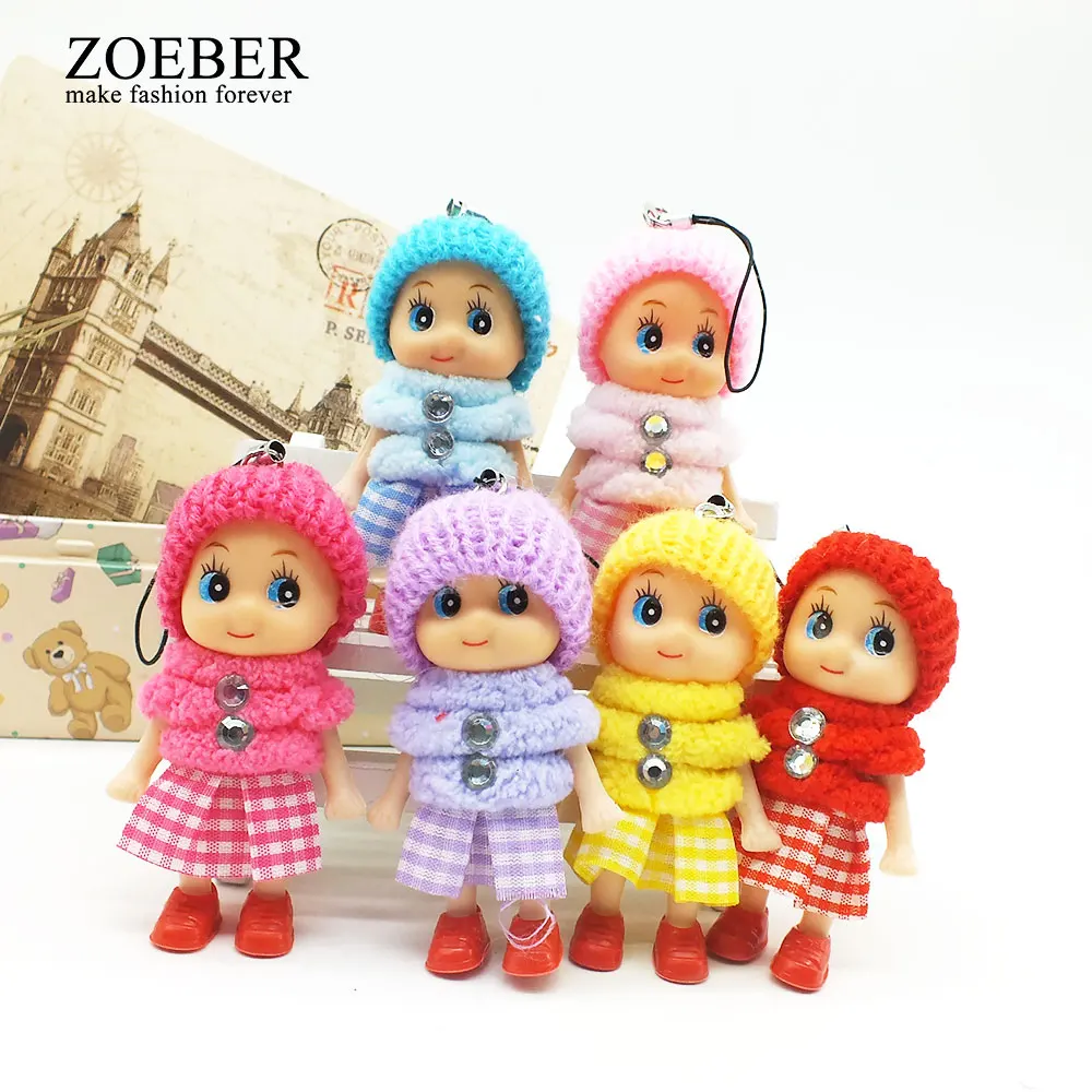

ZOEBER 6 PCS a set lot Children Cartoon Car Keychain Cute Toy Doll Keychains Anime Plush Baby Toy Key Chain Key Ring for Female