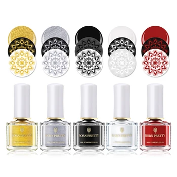 

BORN PRETTY Gold Silver Stamping Polish 6ml varnish Nail Art Plate Stamp White Night Stamping Series Nail Art Polish