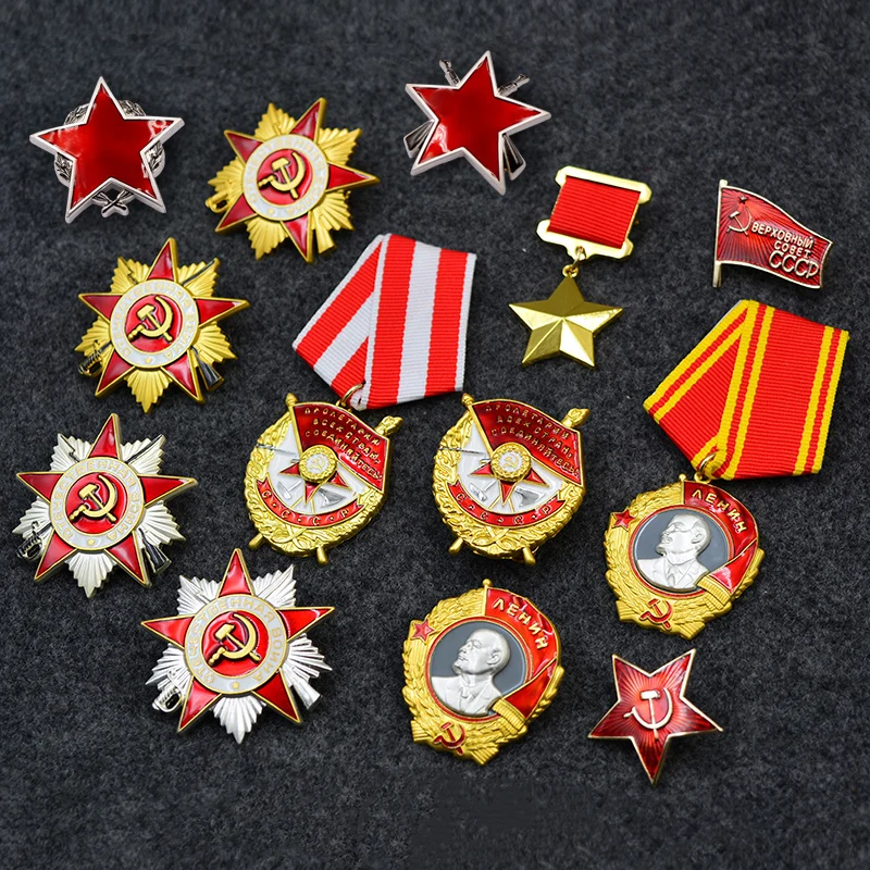 

Complete Set Of WW II Soviet Lenin Red Flag Venus CCCP Soviet Badge Yugoslav Guerrilla Red Star Medal Great Red