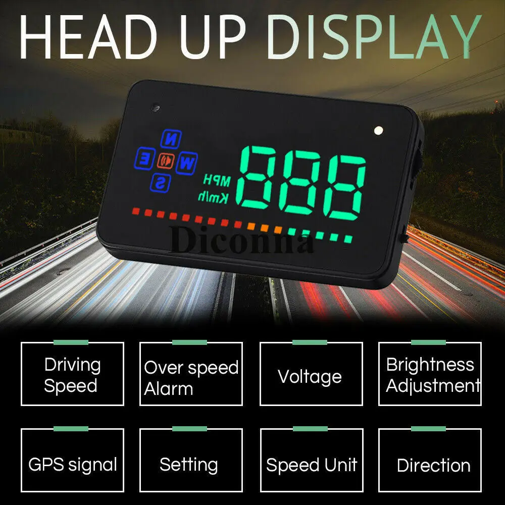 

Universal Car GPS HUD Digital Head Up Display Trucks Speedometer Speed Warning Alarm Safe Automobiles Interior Accessories