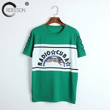 ORDEESON новые модные летние топы для девочек короткий рукав футболки свободные с круглым вырезом Футболка пайетки Повседневное зеленый женская одежда