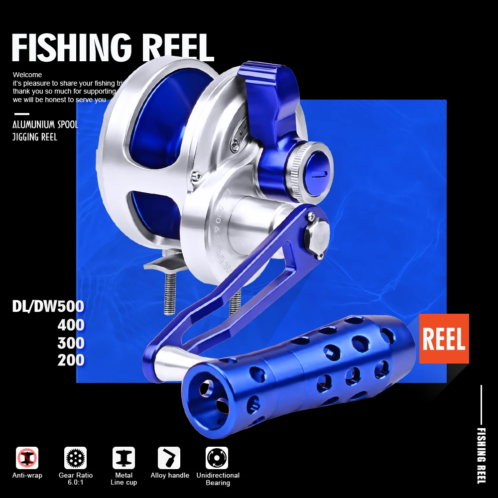 

PRO BEROS Trolling Reel Aluminum CNC Machined 200-500 Series Fishing Reel Left Right Hand Max Drag 14KG-21KG Jigging Reel