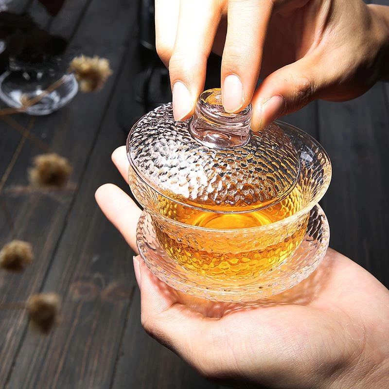 PINNY Hand Made Heat-resistant Glass Gaiwan Japanese Style Kung Fu Tea Bowl Eco-Friendly Portable Tea Set Glass Teapot Kettle