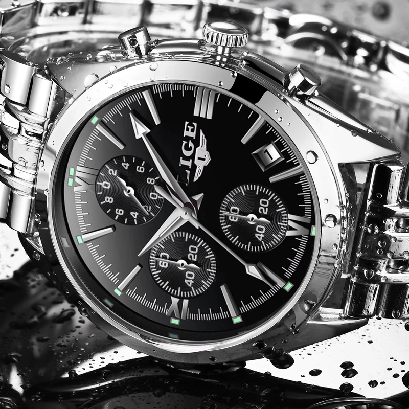 

LIGE Watch Men Fashion Sport Quartz Clock Mens Watches Top Brand Luxury Full Steel Business Waterproof Watch Relogio Masculino