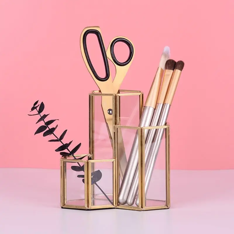 Hollow Three Hexagons Pen Holder Makeup Brushes Vase Storage Box With Nordic Style Home Office Desk Container Tool qiang | Канцтовары