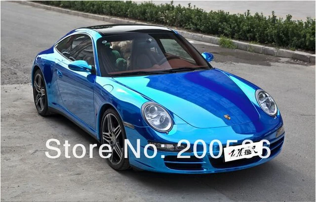 3 Layers Mirror Chrome Vinyl Wrap Film Shiny Chrome Blue