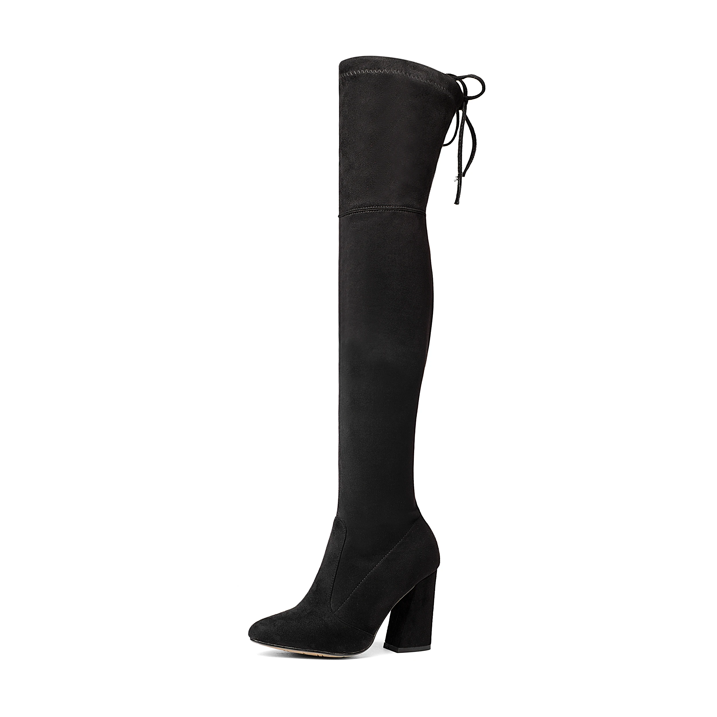 NEMAONE/женские эластичные замшевые ботфорты выше колена; сапоги до бедра; пикантная модная обувь на высоком каблуке размера плюс; женская обувь; коллекция года; Цвет черный, коричневый