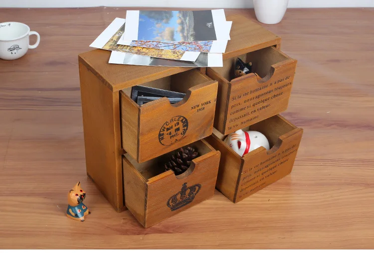 

1PC Desktop Wooden Drawer Wall Hanging Storage Box Cosmetic Jewelry Boxes Organizer Container Case For Bedroom JL 097