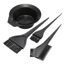 4 unids/set profesional de plástico negro de peluquería cuenco para brochas Combo color peluquería Kit de tinte capilar de la herramienta