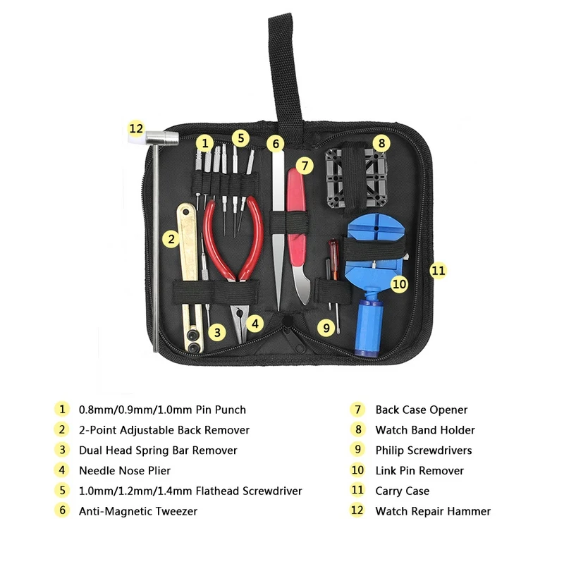 16 шт. часы Ремонт Инструменты Набор инструмент для часов комплект часы отвёртки набор очищающий состав, применяемый в ремонте часов