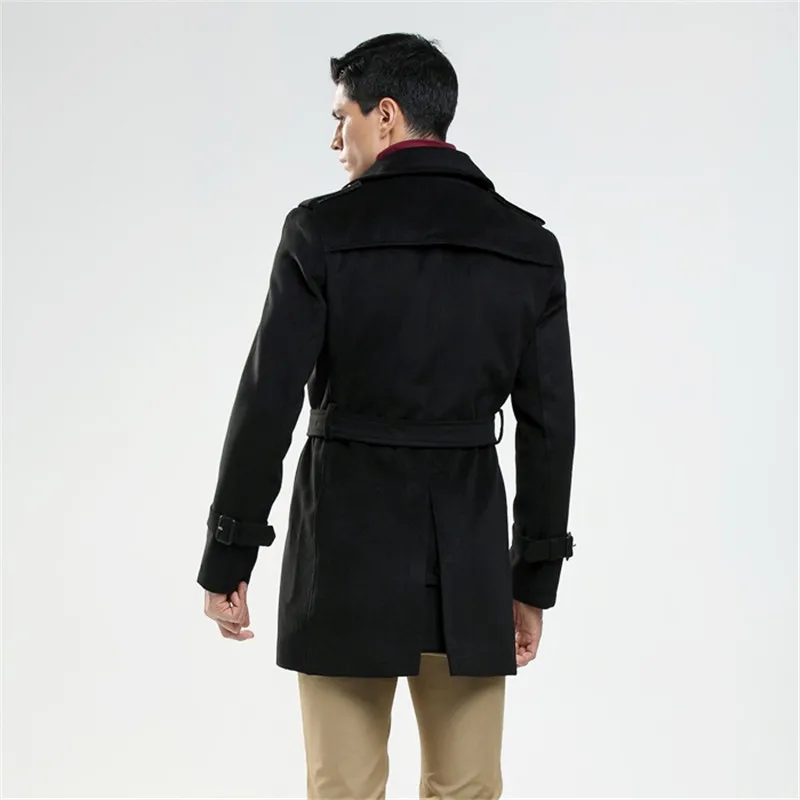 AIMENWANT Новое поступление двубортное шерстяное пальто мужское деловое пальто Имитация шерсти мужская британская уличная одежда на заказ